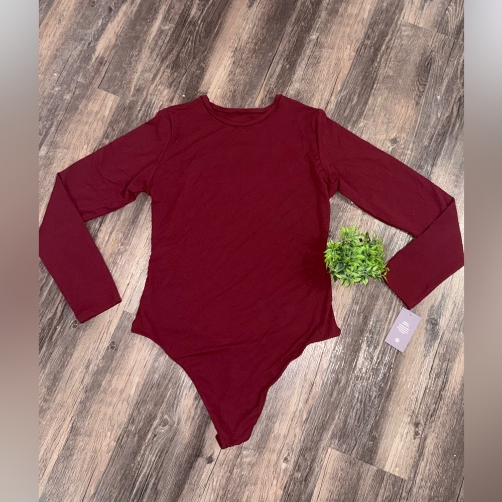 Elegant Burgundy Long Sleeve Bodysuit